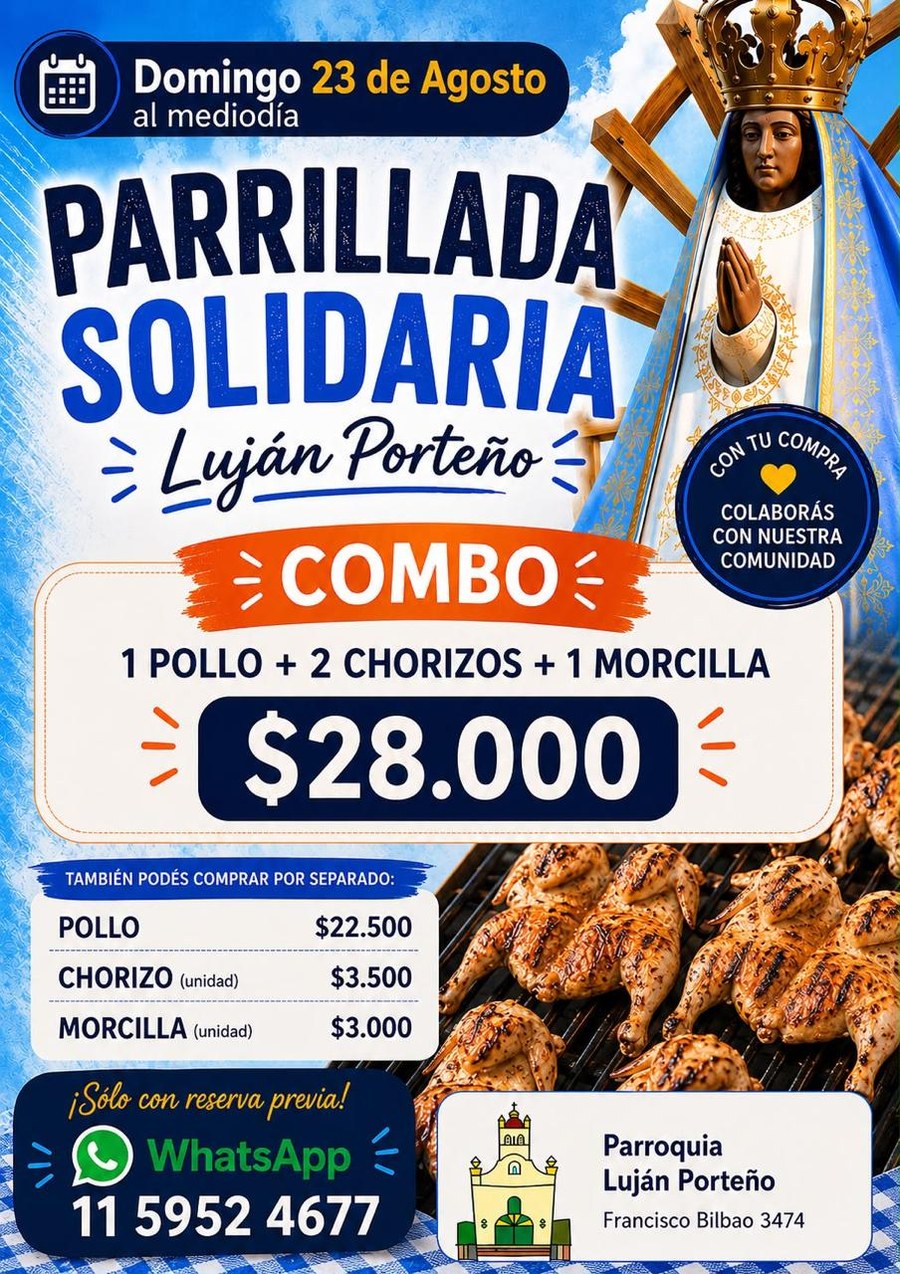 Parrillada Solidaria Luján Porteño — Domingo 23 de agosto al mediodía